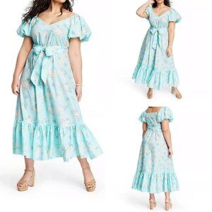 LoveShackFancy X Target ESTELLE Blue Floral Dress Size 10